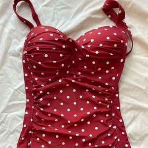 Red polka dot one piece